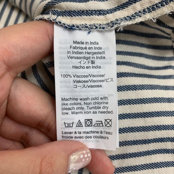 Madewell Novel Tie Front Shirt Womens XS Extra Small Stripe V Neck Short Sleeve - Picture 10 of 14